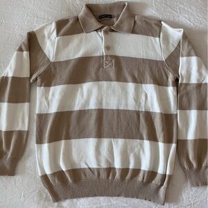 Brandy Melville Beige and White cotton Knit polo